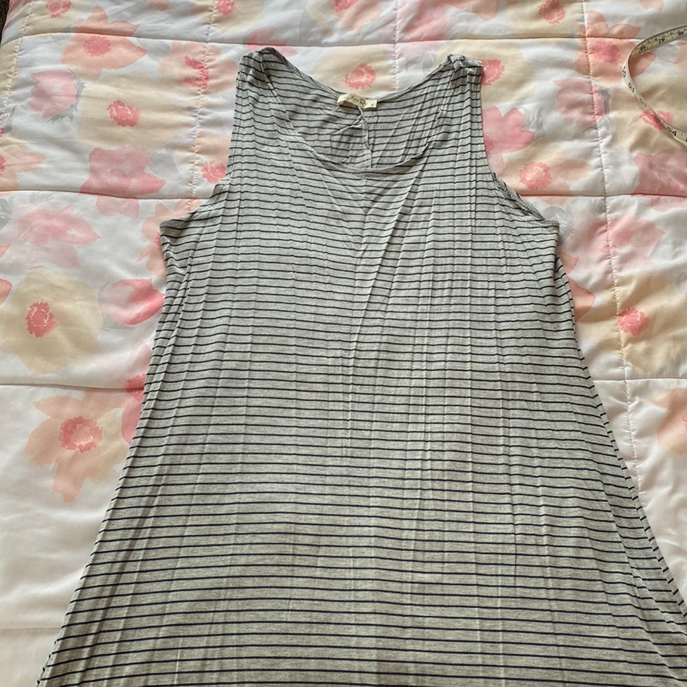 Gray and Navy Blue Striped Dress